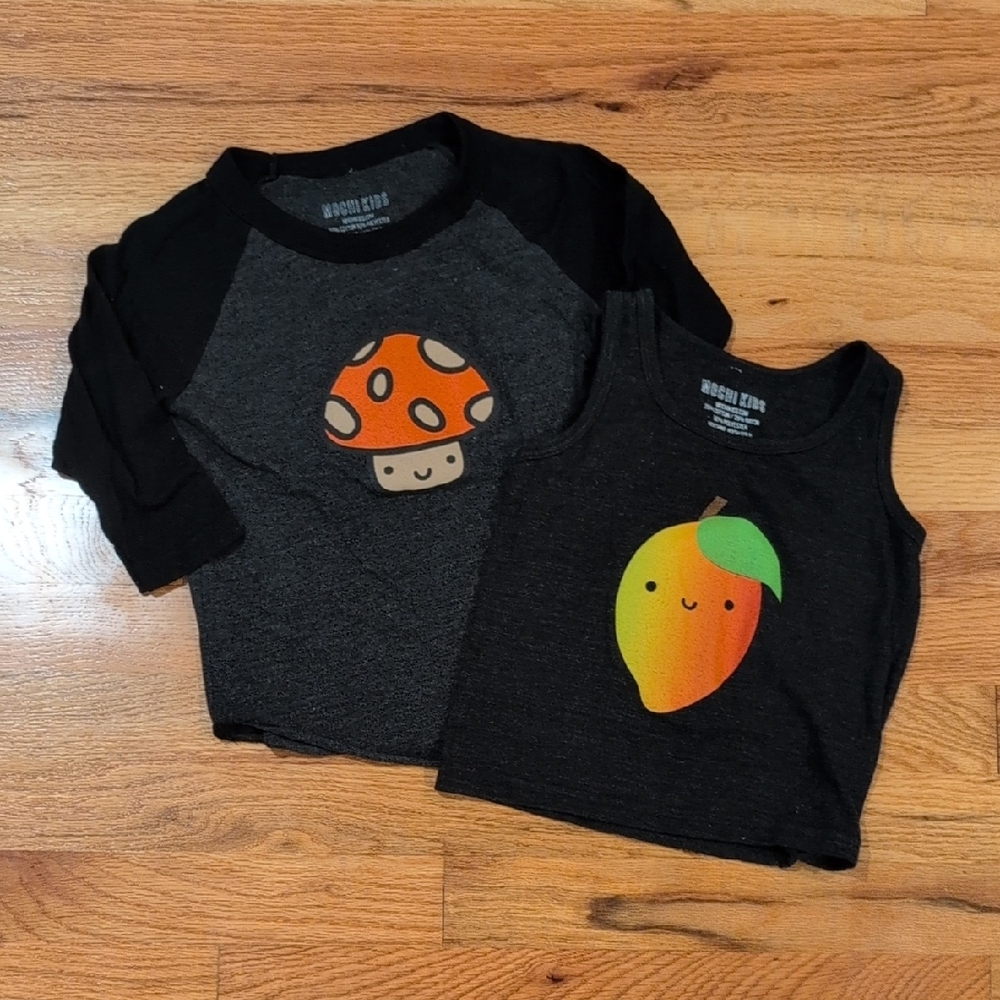 Kids Black and Orange Mushroom & Mango Tops